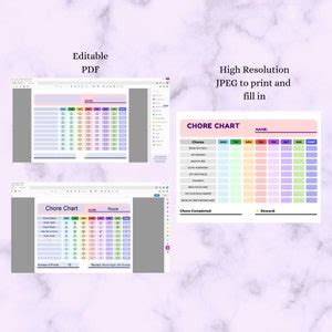Buy Editable Chore Chart, PDF and JPEG, Letter Size, Daily Planner ...