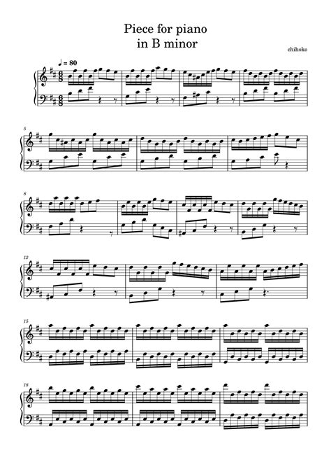 Piano piece in B minor by chihoko Sheet Music for Piano Solo at Sheet ...