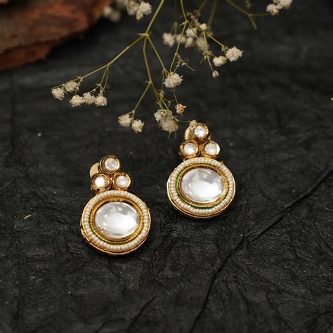Kundan Polki Stud Earrings for Women | Shop Earrings Online