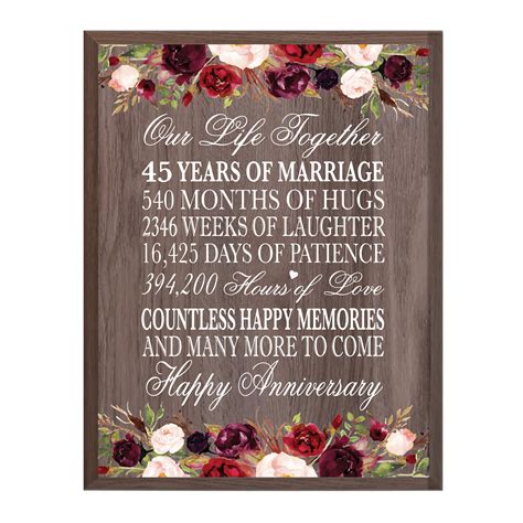 45th Anniversary Gift Anniversary Wall Plaque 45 Wedding | Etsy