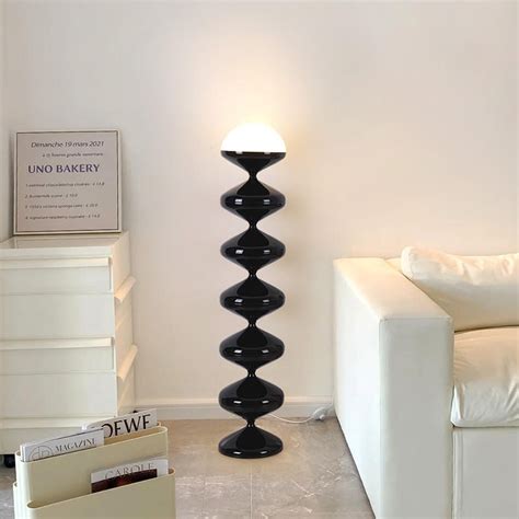 Palermo Ribbed Floor Lamp Black And White - Statement Piece Floor Lamp ...
