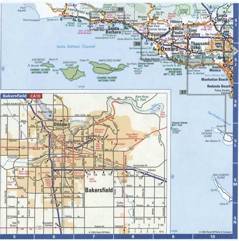 Map of central path of California state. Detailed map of California ...