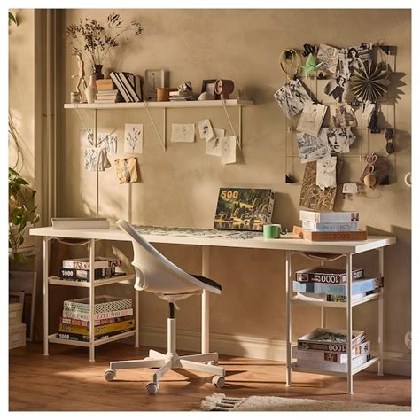 LAGKAPTEN / SPÄND desk, white, 200x60 cm (783/4x235/8") - IKEA