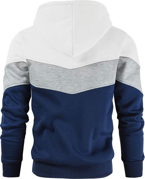 Buy Gesean Men's Novelty Color Block Pullover Fleece Hoodie Long Sleeve ...