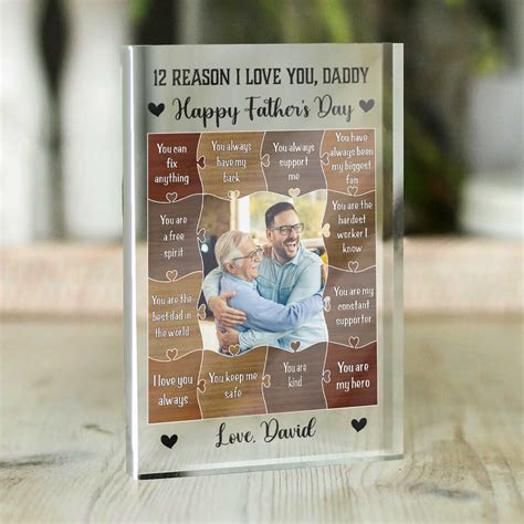 12 Reasons Why I love You Daddy Acrylic Gift, Happy Father's Day ...