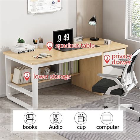 Computer Study Table with Drawers 的图像结果