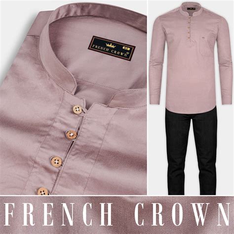 Thatch Casual Plain-Solid Premium Cotton Indian Kurta Style Shirt For ...