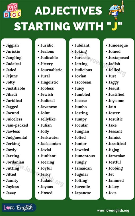 114 Adjectives that Start with J: Cool J Adjectives - Love English