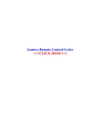 Fillable Online Lennox Remote Control Codes Fax Email Print - pdfFiller