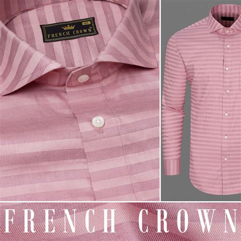 Light Muave Pink Formal/Casual Stripes Premium Cotton Shirt For Men ...