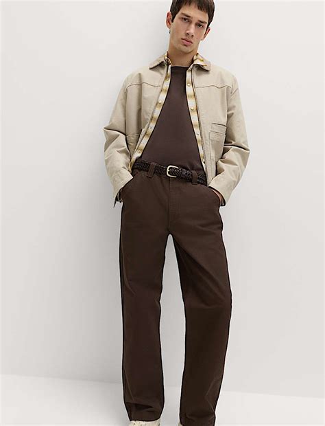 Buy Loose Fit Pure Cotton Utility Trousers at Marks & Spencer