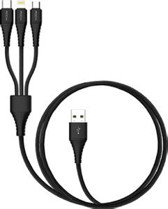 Rock Lightning Cable 2 A 1.2 m Hi-Tensile 3 IN 1 TYPE C, LIGHTNING ...
