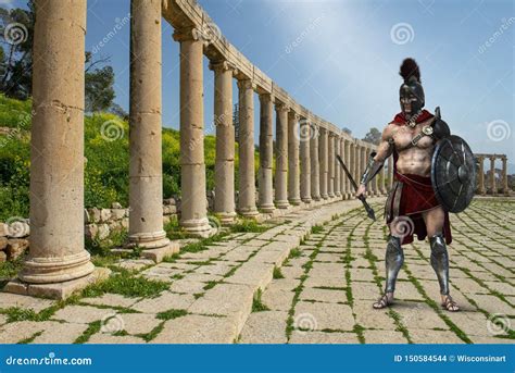 Ancient Roman Spartan Soldier Warrior Stock Illustration - Illustration ...