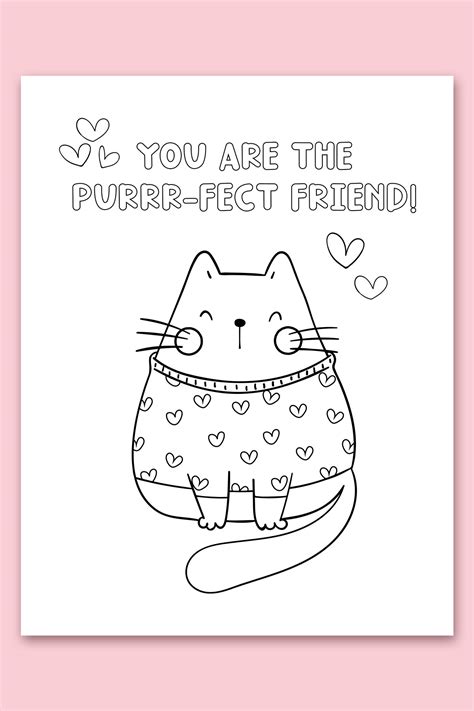 Printable Coloring Valentines Cards