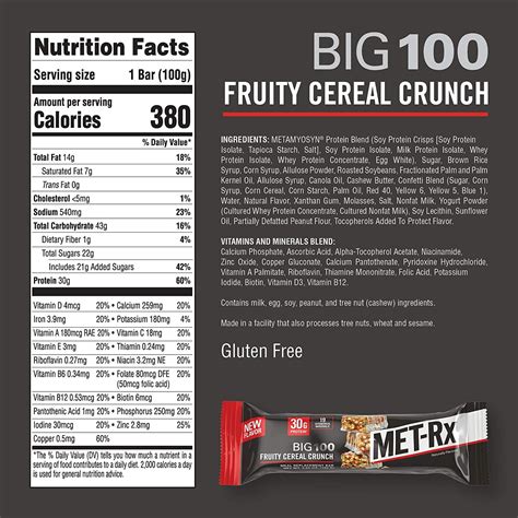 Buy MET-Rx Big 100 Colossal Protein Bars, Fruity Cereal Crunch Meal ...