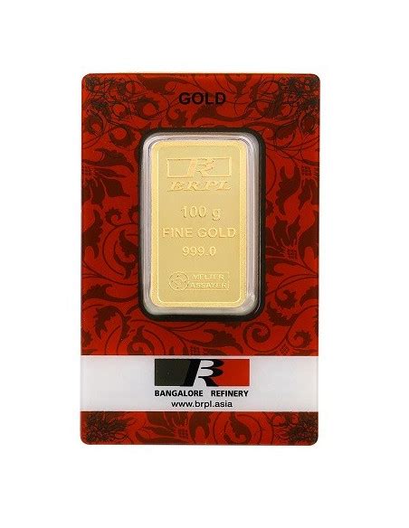 Buy BRPL Bangalore Refinery Gold Bar Of 100 Grams in 24Kt 999 Purity