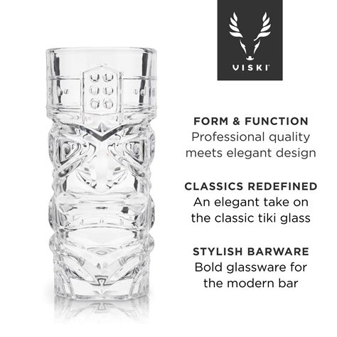Viski Pacific Crystal Tiki Glasses Set of 2, Lead-Free Premium Crystal ...