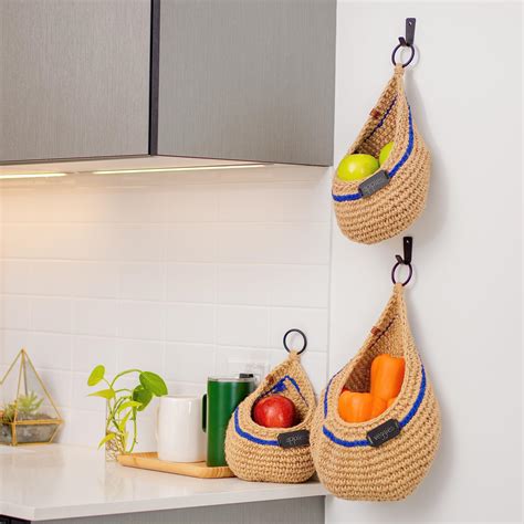 Amazon.com - Wall Hanging Basket Set of 3 - 100% Natural Jute Hanging ...