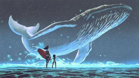 遇见了传说中的鲸鱼 库存例证. 插画 包括有 子项, 生物, 飞行, 例证, 蓝色, 驼背, 绘画, 艺术 - 191813680