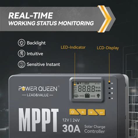 Power Queen 12/24V 30 Amp MPPT Solar Charge Controller and Bluetooth ...