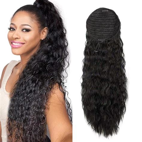 Amazon.com : Human Hair Water Wave Drawstring Ponytail Extensions ...