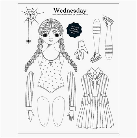 Wednesday Paper Doll Coloring Sheet – Ivy & Bugz