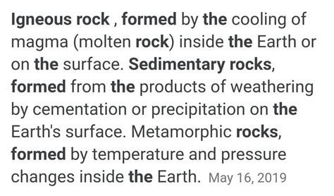1. Describe how Sedimentary Rocks and IgneousRocks are formed. Give two ...