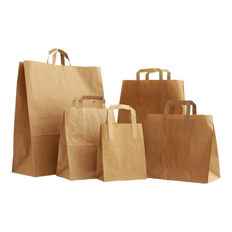 Brown Paper Bags (with flat handles) - Paper Bags Ireland