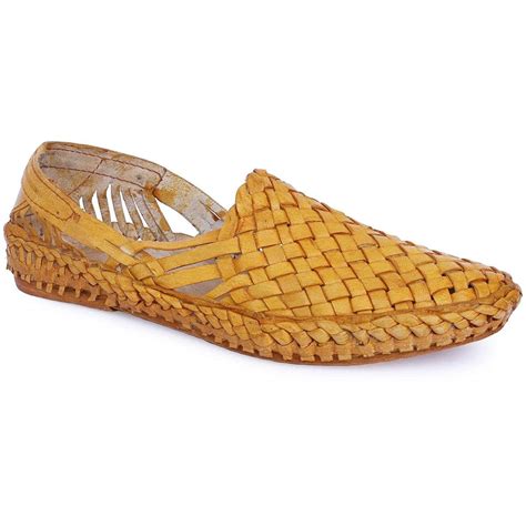 Buy Yellow Interwoven Leather Men's Kolhapuri Jutti | Shop Online ...