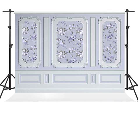 Buy Kate 7×5ft Light Blue Photo Backdrop Flowers Classic Wall ...