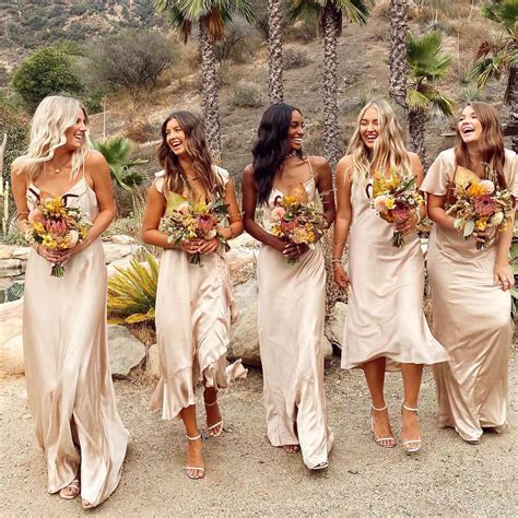 Gold silk bridesmaid dresses online