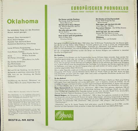 Hans-Georg Arlt. FFB-Orchester. Rodgers. Oklahoma. Die beliebtesten ...