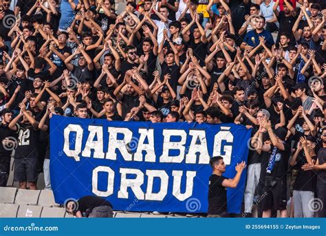 Fans of Qarabag FK during UEFA Champions League Qualification Match Qarabag Vs Ferencvaros 1 ...