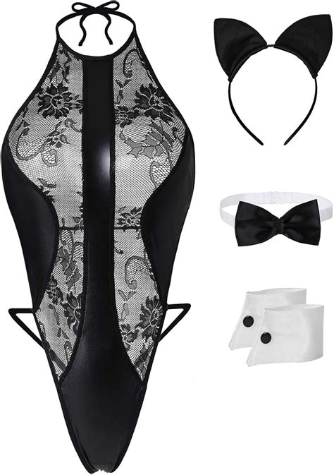 Buy XSPICE Women Cat Kitty Lingerie Costume Cosplay Outfit with Cat ...