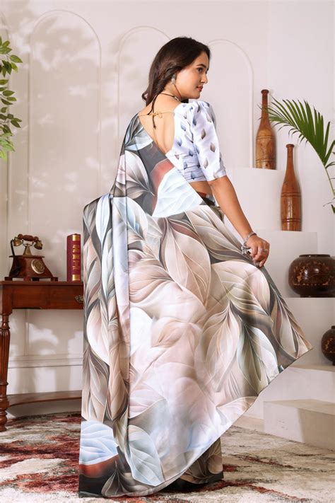 Devanshi — Divine Leaf Whisper Japan Satin Silk Saree – Pativrata