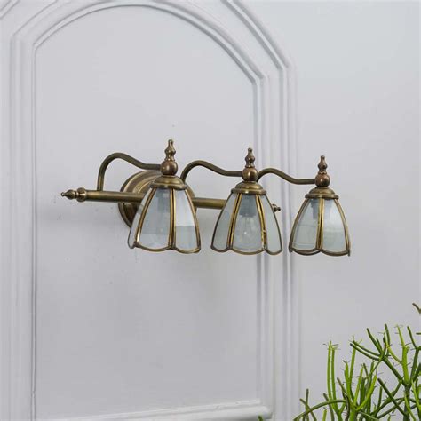 ORB 3 lights mirror light in brass ant finish with frosted glass shade ...
