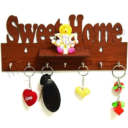 Aditya HANDICRAFTS Wooden Key Holder with Mobile Holder & Charging ...