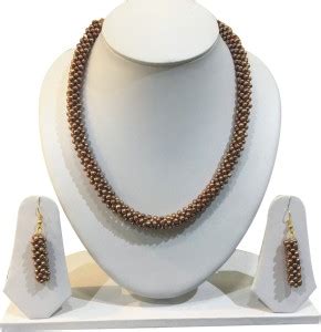 Sri Kapi Pearls Alloy Gold-plated Brown Jewellery Set Price in India ...