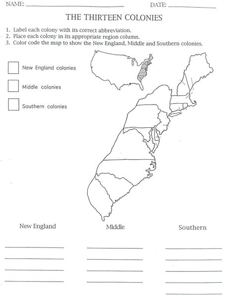 Printable 13 Colonies Worksheet - Printable Templates