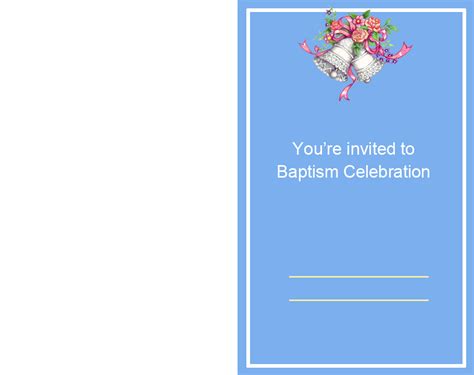 Blue With Bells Printable Baptism Invitations