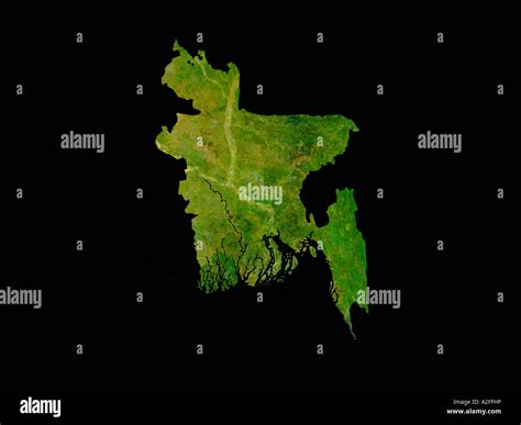 Highlighted Satellite Image Of Bangladesh Without Surrounding Countries Shown Stock Photo - Alamy