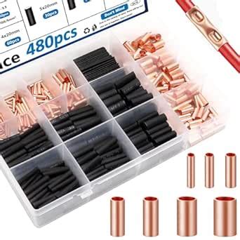 smseace 480pcs 13-Sizes Copper Tube Connector Kits with Heat Shrink ...