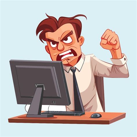 Image result for Angry Cartoon Man On Computer