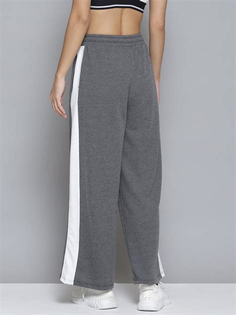 Alcis Women Grey & White Striped Relaxed Fit Joggers WTPMA210563-XS