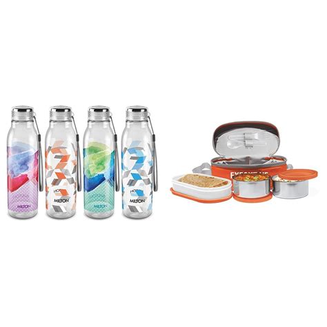 Buy MILTON Helix 1000 Pet Water Bottle, Set of 4, 1 Litre Each & Milton ...