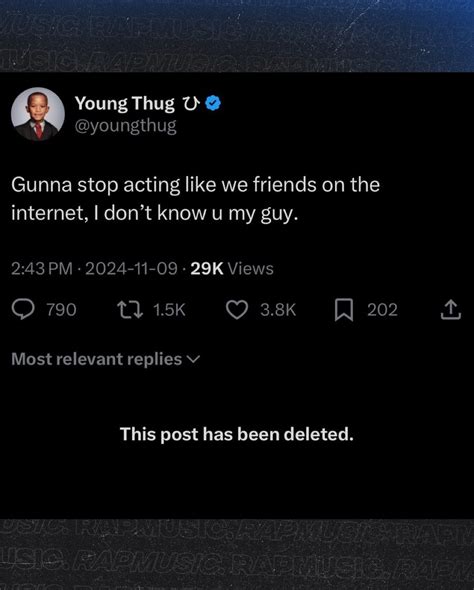 RapMusic | Young Thug publicly disses Gunna in a now deleted tweet 👀😳 ...