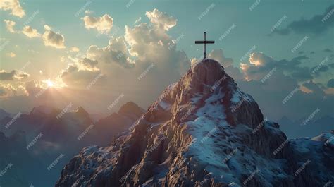 Premium Photo | A cross on top of a mountain