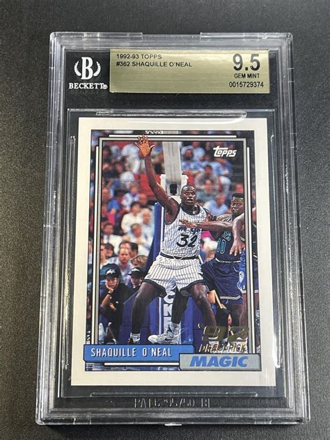 SHAQUILLE O'NEAL SHAQ 1992 TOPPS #362 92 DRAFT PICK ROOKIE RC BGS 9.5 ...