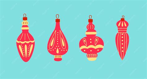 Premium Vector | Collection of colorful christmas ornament