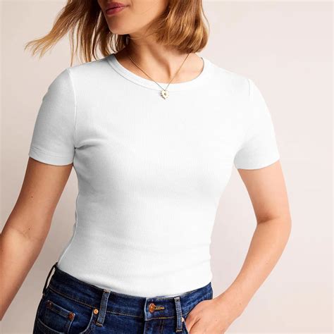 White Ribbed T-Shirt - BrandAlley